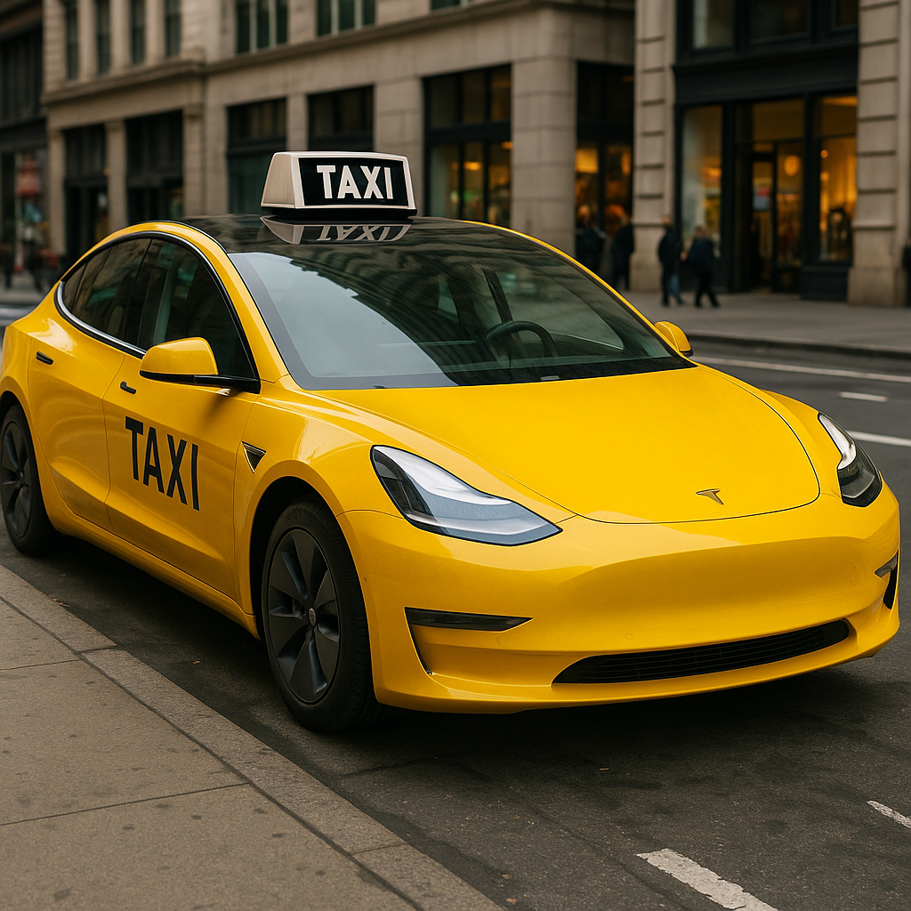 Yellow Tesla Taxi