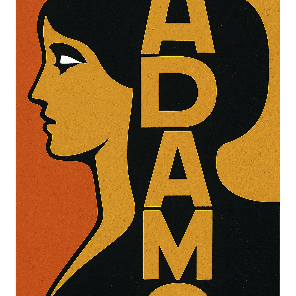 The name ADAMO incorporated into a modern art style desing as a bi-stable figure of a woman facing sideways and the word "ADAMO" in her vertically. Shouldn't be too obvious