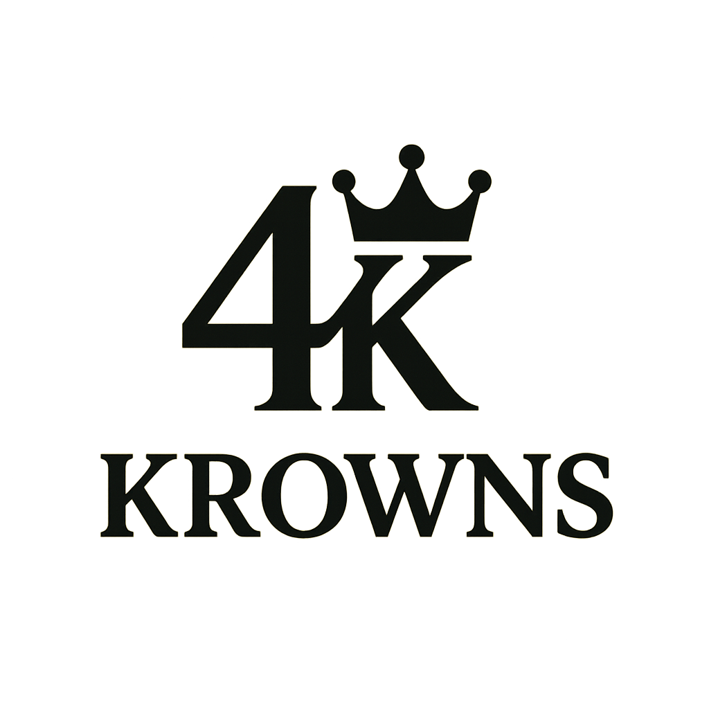 A company logo; the company name is 4 Krowns. Combine the 4 and "K" together