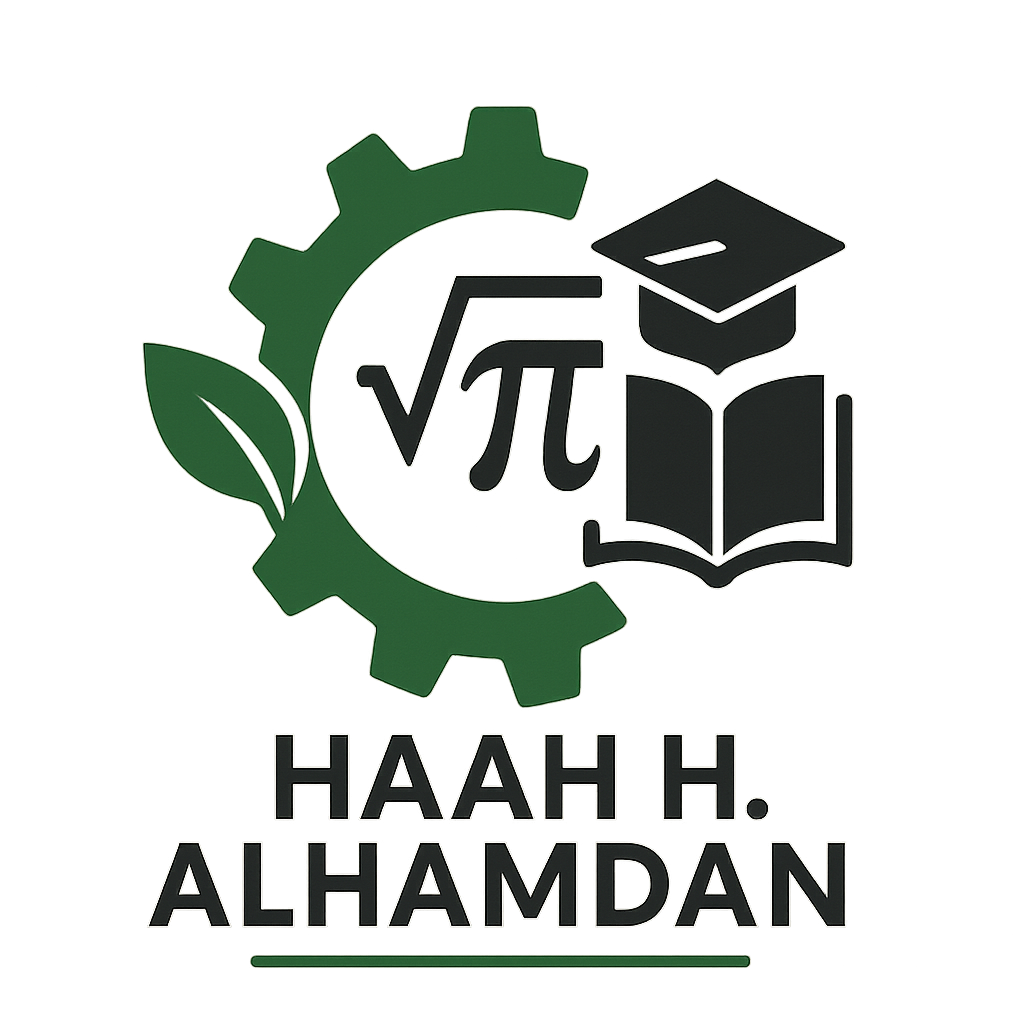 a logo using (Halah H. AlHamdan)
Include design elements of engineering, mathematics, green and academics