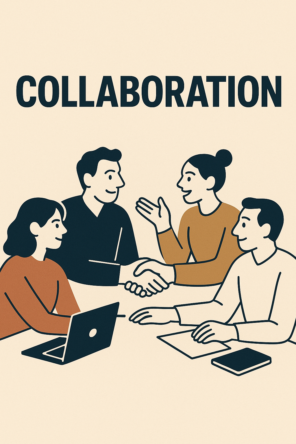 I need 2 images. one for "Collaboration" and one for "innovation" 

here is the copy: 
Over the years, we've worked with amazing people—and also burned out trying to build with the wrong ones. We kept thinking: What if there were a smarter way to find the right collaborators? Not just based on skills, but on energy, intention, and mission.

This was born from that idea: that good people doing good work shouldn't have to build in isolation. With the right collaboration, momentum follows.

This is the tool we wish we had when we started.