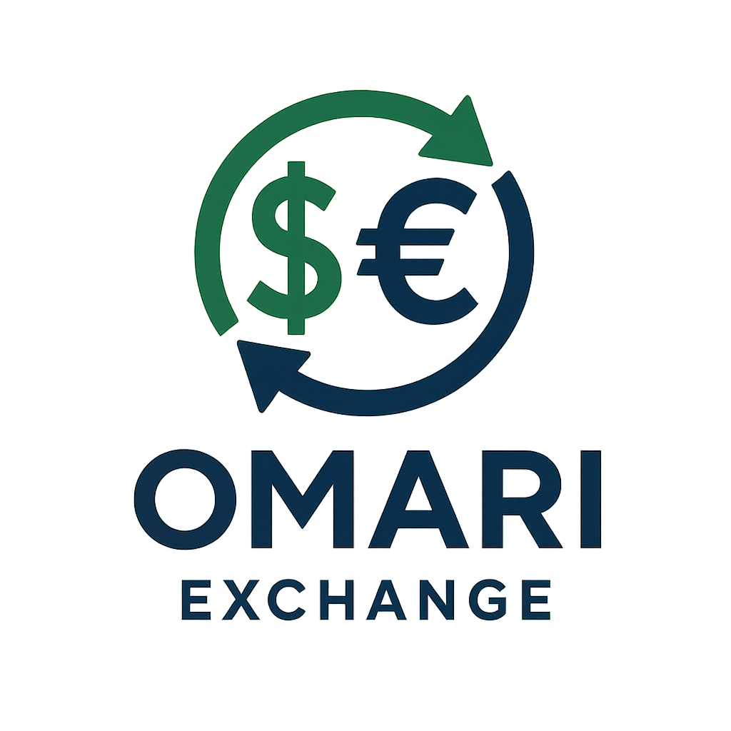 Create a Logo for an exchange money company,
company name: "Omari"
It is something related to trading, currency, money, dollars, euros, and the economy